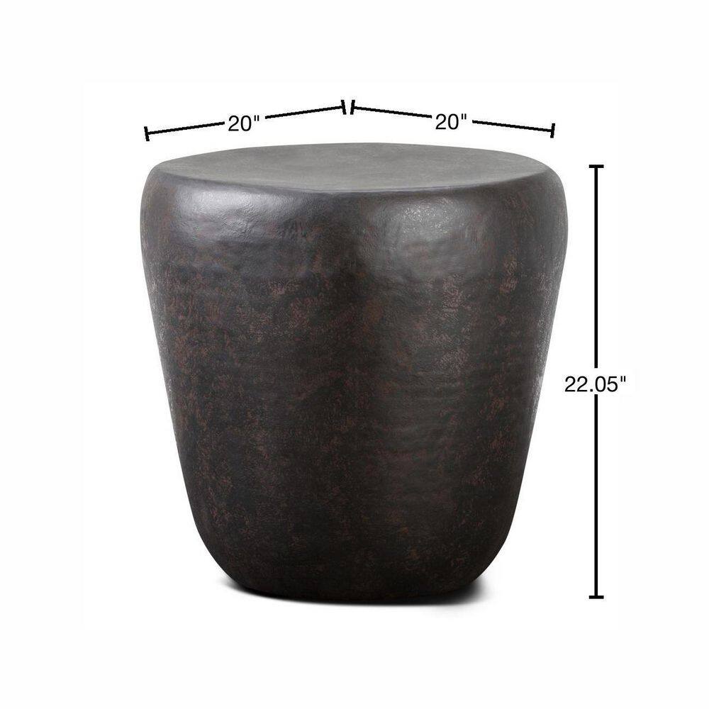 Rustic Bronze 20" Industrial Drum Accent Side Table