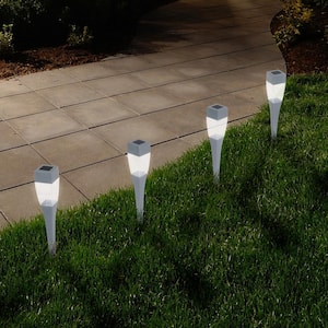 Silver Outdoor Solar Integrated LED Path Lights (24-Pack)