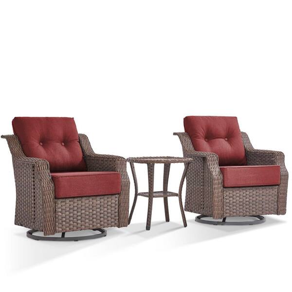 Bellefurn Circle 2-Piece Brown Wicker Outdoor Swivel Glider Patio
