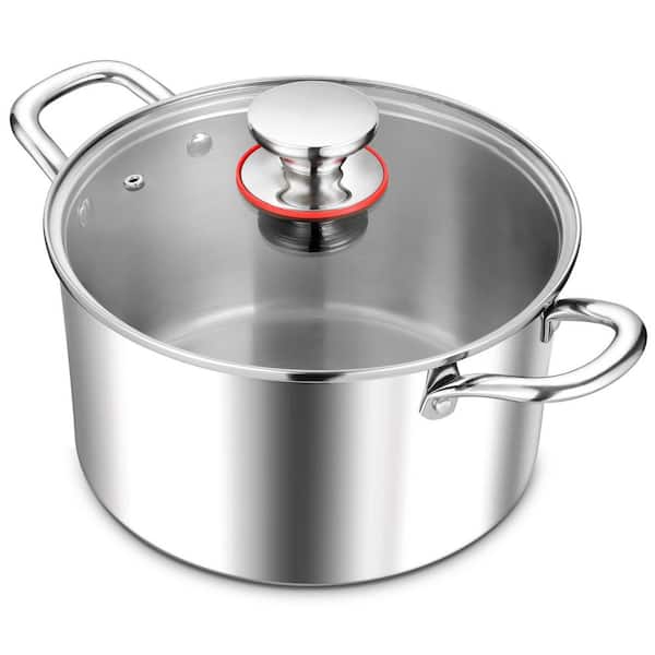5 Quart Stock Pot with Lid, Tri-ply Stainless Steel Stockpot for Induction Cooktops, Heavy Duty Cooking Pot