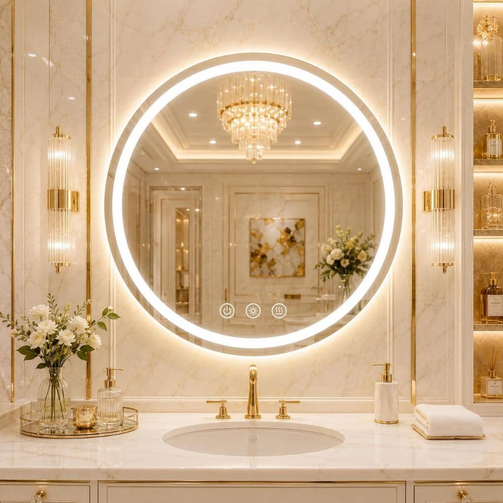 28 in Round Frameless LED Bathroom Mirror with Front and Back Light Anti Fog and Dimmable price history on PriceWatchPro