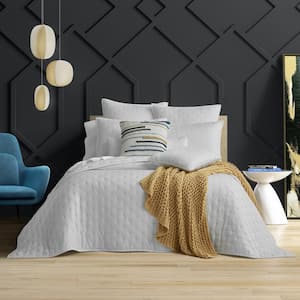 Vito White Polyester Full/Queen 3-Piece Quilt Set