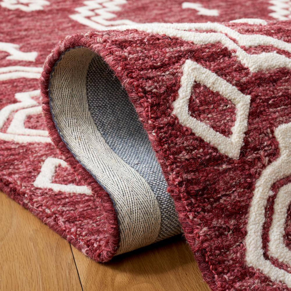 Handmade Red Wool Abstract Tufted 8' x 10' Rug