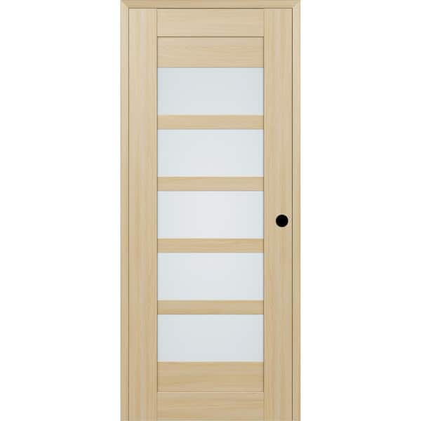 Belldinni 30 in. x 80 in. Vona 07-07 Left-Hand 5-Lite Frosted Glass Loire Ash Composite DIY-Friendly Single Prehung Interior Door