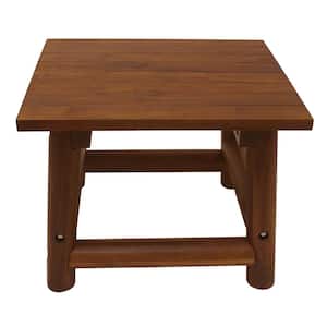 Amber-Log Brown Square Wood 18 Inches Outdoor Side Table