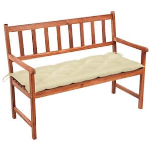 Wood Outdoor Bench with Cream Cushion
