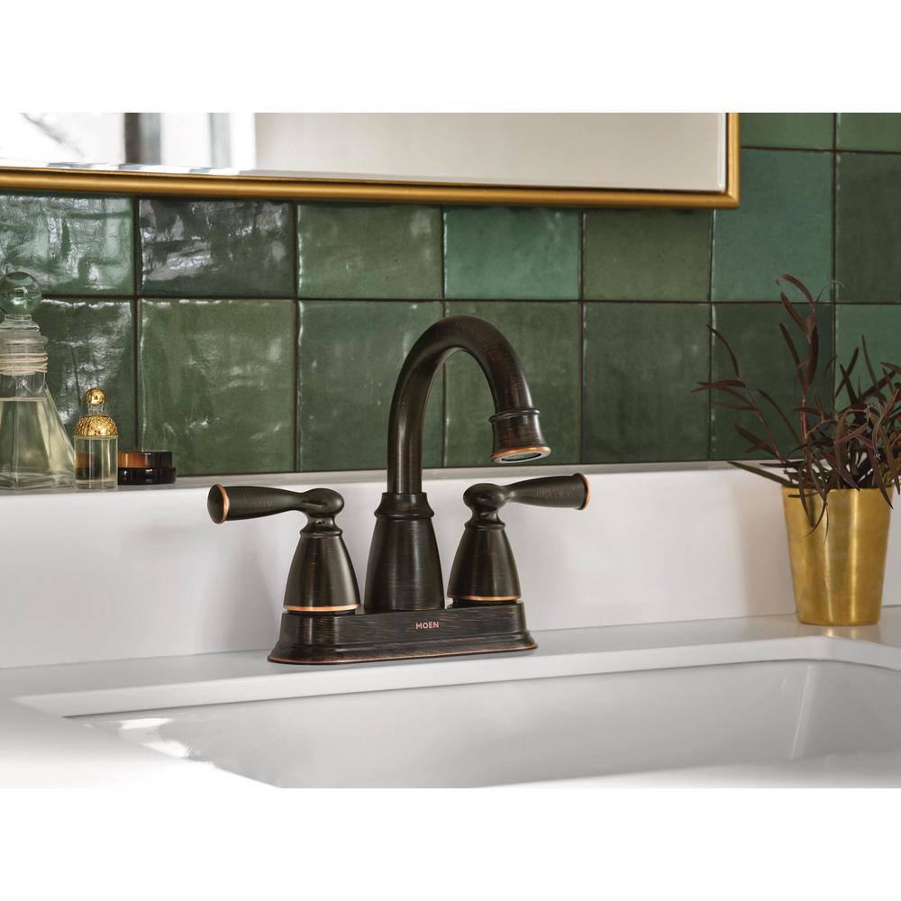 Mediterranean Bronze Two-Handle High Arc Bathroom Faucet