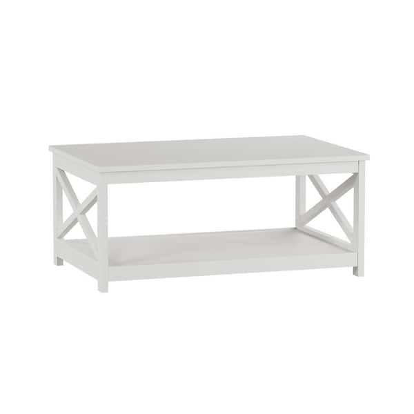 Lavish Home 34.25 in. White Wood Coffee Table with X-Design
