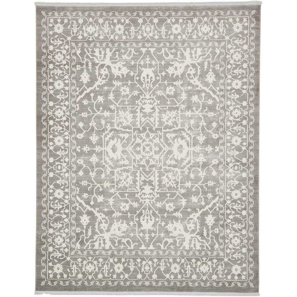 Light Gray Modern Classical 8' x 10' Indoor Abstract Rug