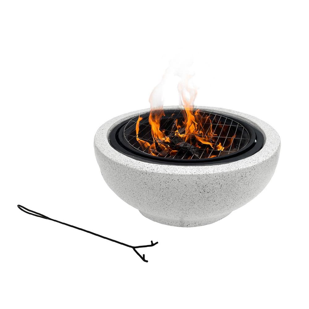 Gray Faux Concrete Round Wood Burning Fire Pit