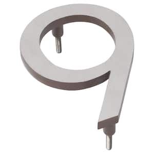 6 in. Satin Nickel/Sand 2-Tone Aluminum Floating or Flat Modern House Number 9