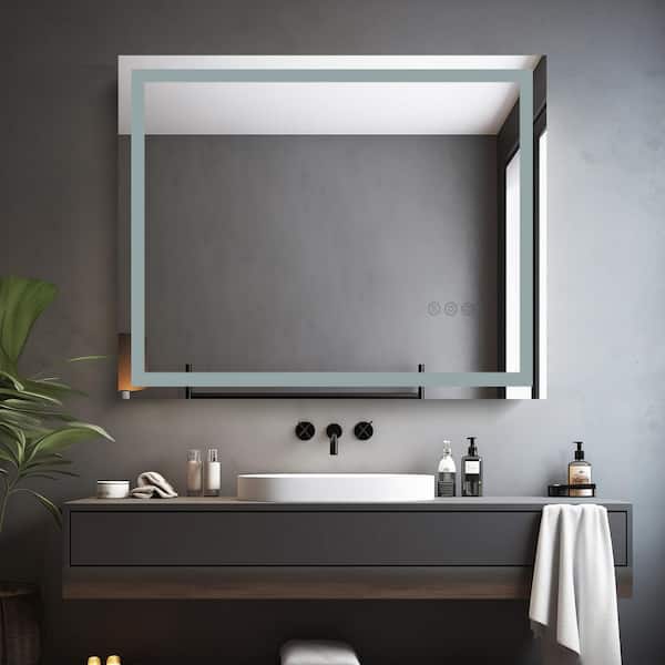 40 in. W x 36 in. H Rectangular Frameless LED Mirror Dimmable Defogging Wall-Mounted Bathroom Vanity Mirror