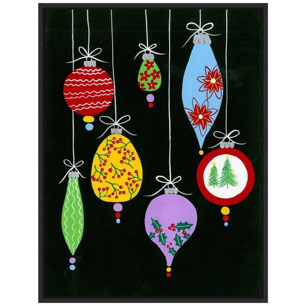Amanti Art 23.5 in. H x 18 in. W Canvas Jazzy Christmas I Christmas Holiday Framed Box Wall Art