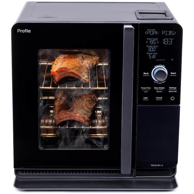 GE Profile Smart Indoor Smoker with Active Smoke Filtration, Precision Smoke Control, 5 Smoke Settings, Wood Pellet BBQ