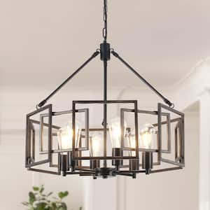 Zevni Industrial 26 in. 6-Light Matte Black Sputnik Chandelier