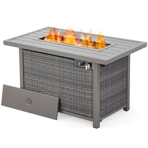 50,000 BTU 42 in. Gray Metal Propane Patio Fire Pit Table