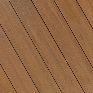 Sanctuary 1 in. x 5-1/4 in. x 1 ft. Moringa Grooved Edge Capped Composite Decking Board Sample