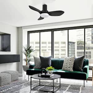 Nefyn 36 in. Color Changing Integrated LED Indoor Matte Black 10-Speed DC Ceiling Fan with Light Kit and Remote Control