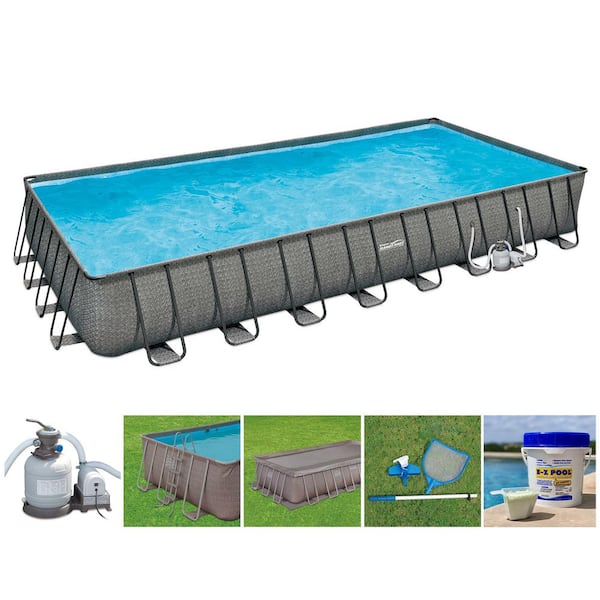 Summer Waves 32 ft. x 16 ft. x 52 in. Rectangle Frame Above Ground Swimming Pool Set