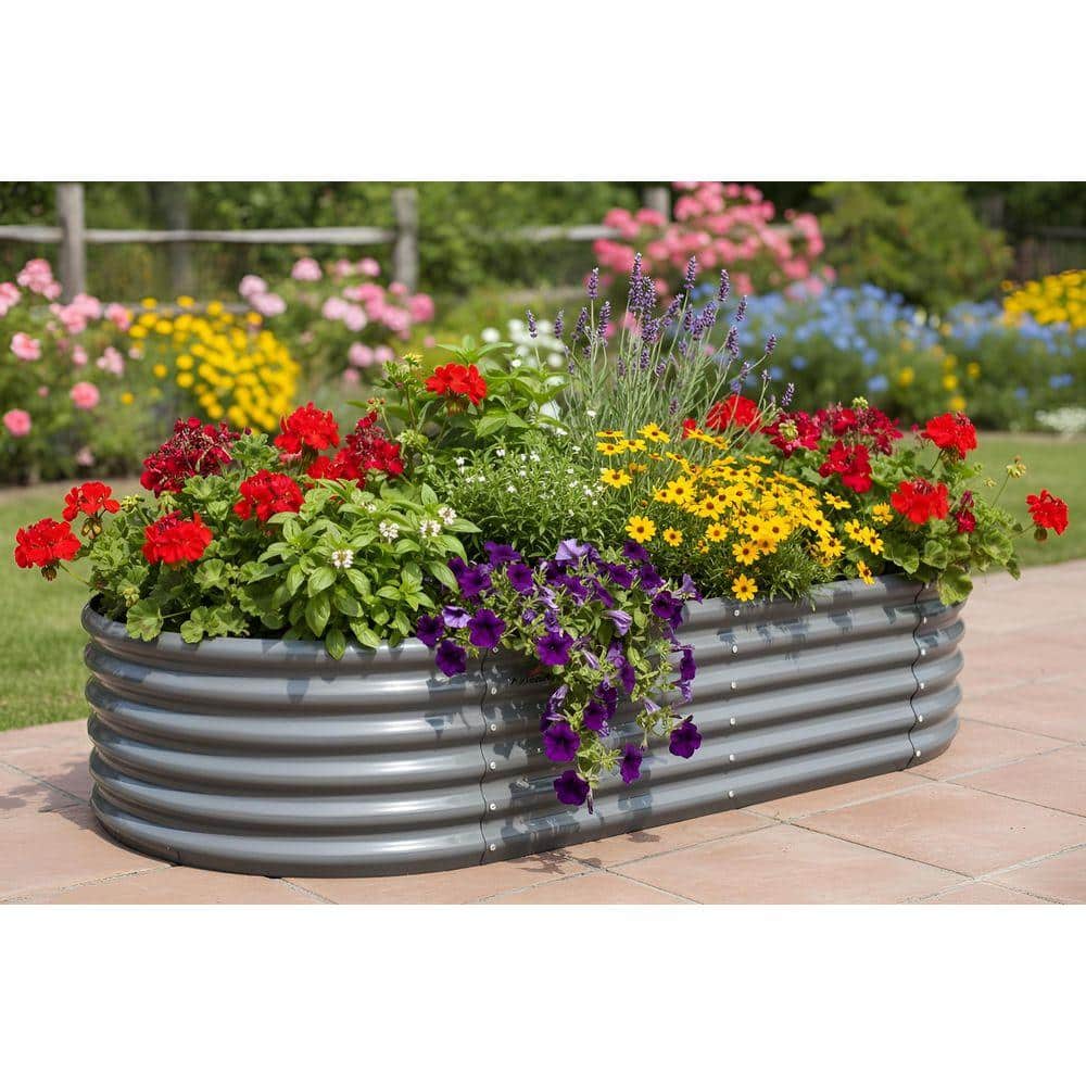 96 in. x 48 in. x 18 in. Grey Outdoor Galvanized Steel Raised