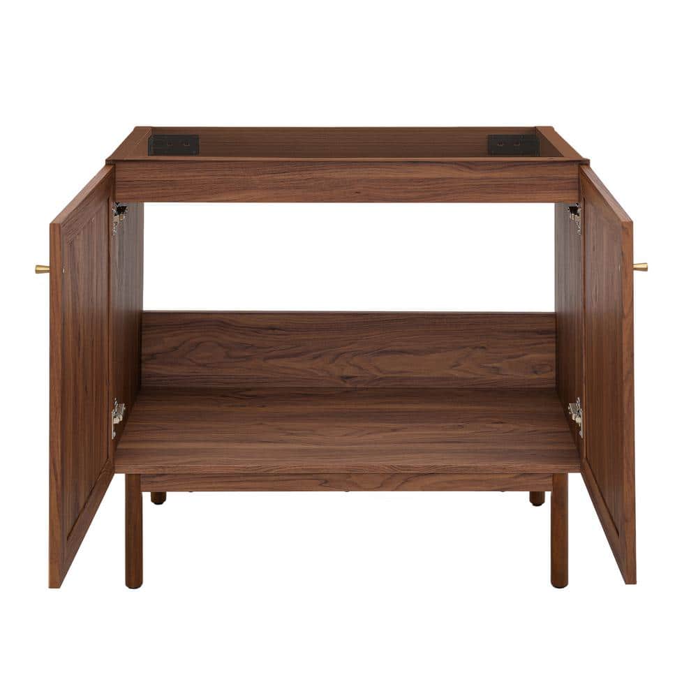 Classe 36" Dark Walnut and Rattan Bathroom Vanity Cabinet