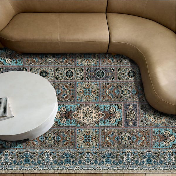 Obsidian Dune Multi-Color 5 ft. x 8 ft. Vintage Indoor Area Rug