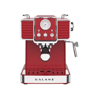 2-Cup Red Espresso Machine with Retro Design