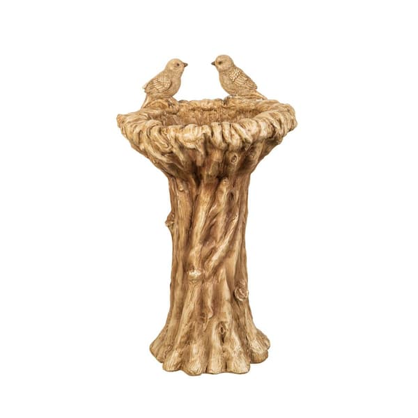 Evergreen Enterprises 22 in. Twin Birds Wood-Look Resin Birdbath