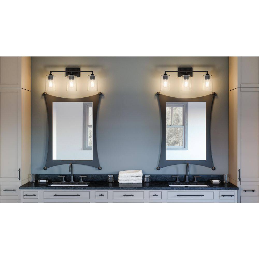 Prescott 24" Matte Black Cylinder Bath Light with Dimmable Feature