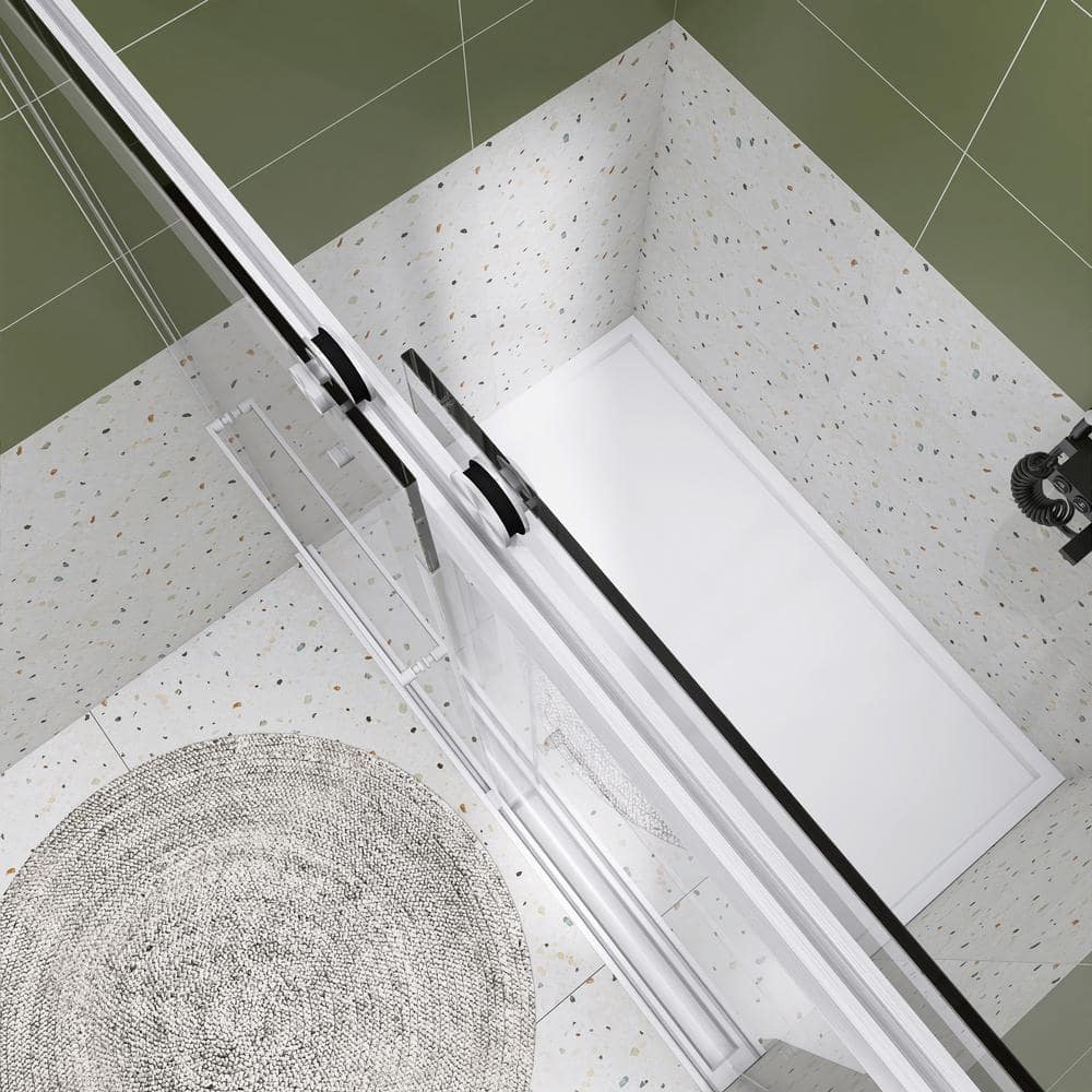 60'' Brushed Nickel Frameless Sliding Shower Door with Clear Glass