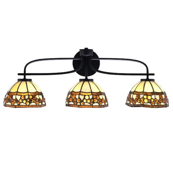 Unbranded Olympia 28.75 in. 3-Light Matte Black Vanity Light