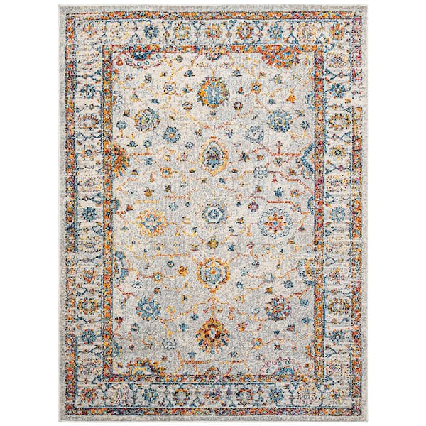 Amer Rugs Montana 9 ft. X 12 ft. Ivory/Orange Border Area Rug