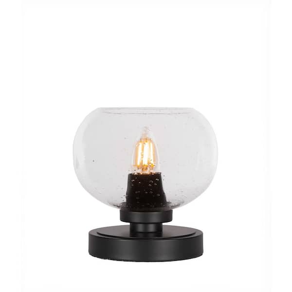 Unbranded Quincy 7 in. Matte Black Accent Lamp with Clear Bubble Glass Shade