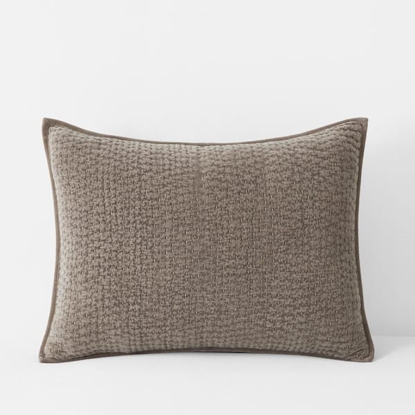 The Company Store Ophelia Velvet Dark Taupe Cotton Standard Sham