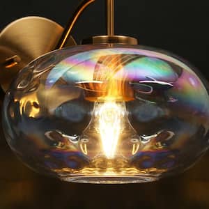 Chrysaorican 1-Light Plating Brass Wall Sconce with Iridescent Glass Globe and No Bulb Included