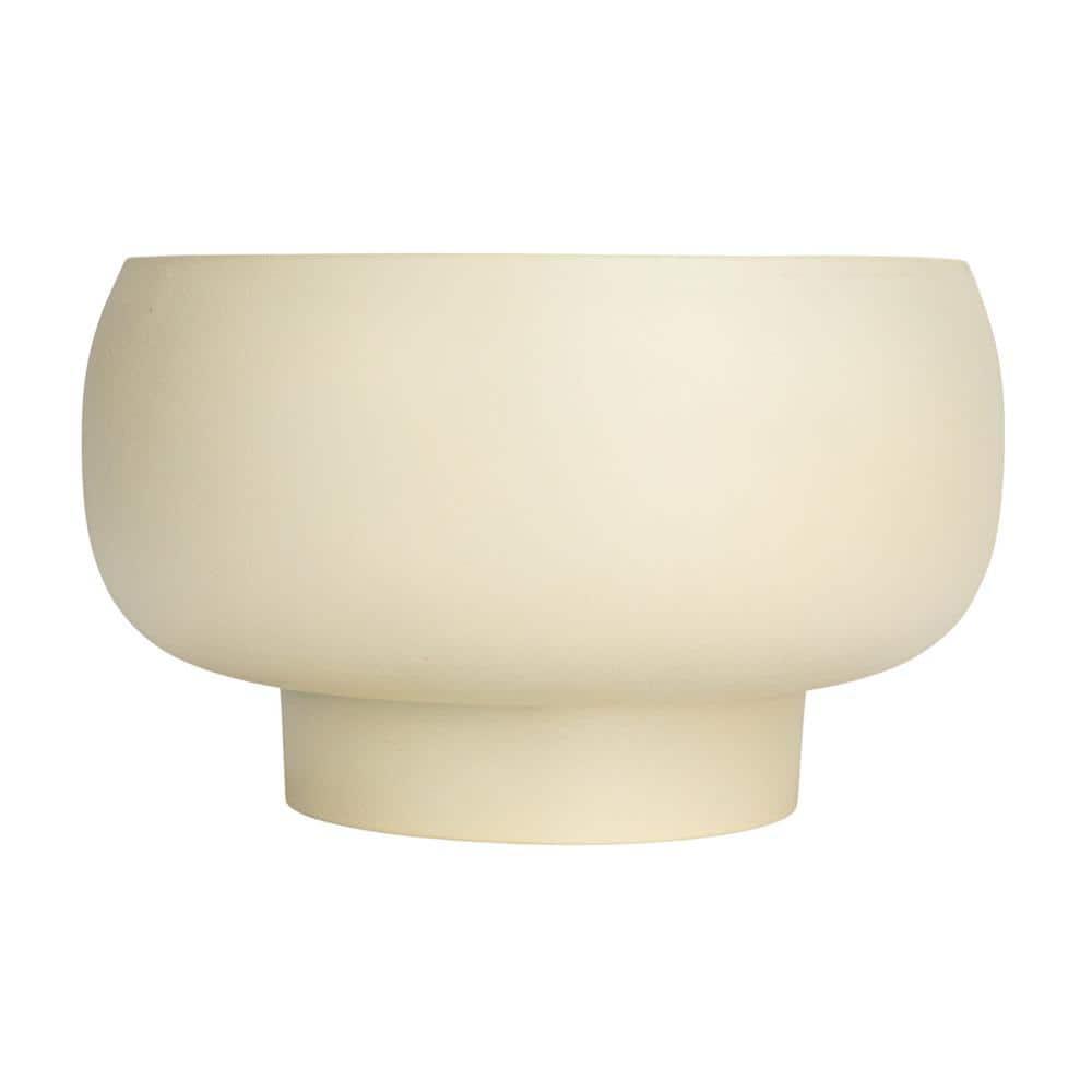 Set of 3 Beige, Ivory, and Mustard Metal Footed Planters