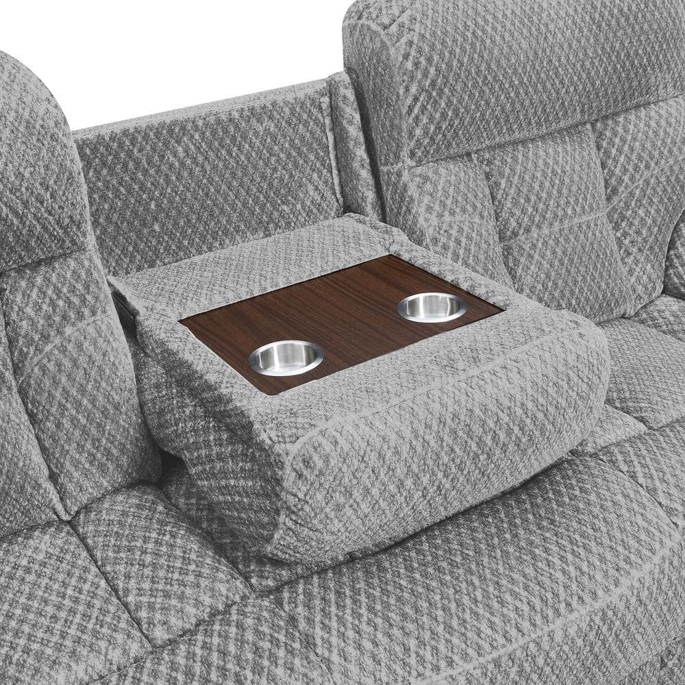 Bravo 87" Stone Gray Manual Reclining Sofa with Pillow-top Arms