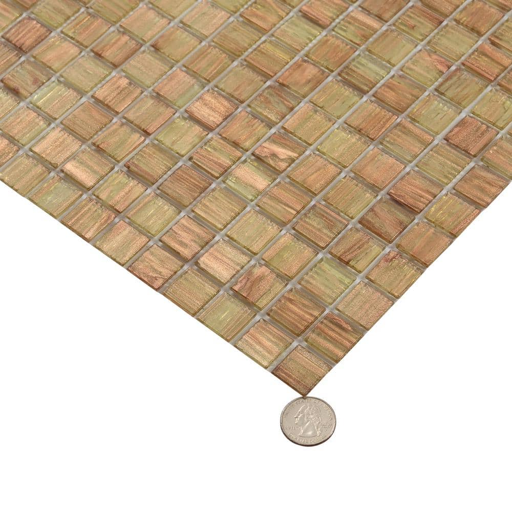 Tortilla Brown Iridescent Glass Mosaic Wall and Floor Tile