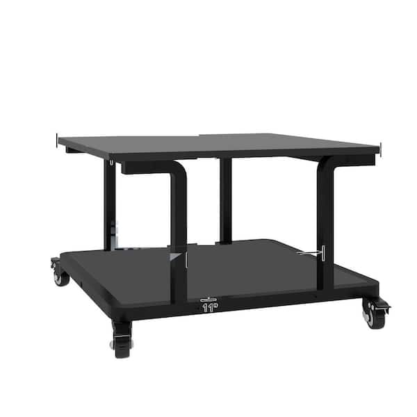 2-Tier Large 24x20 Inch Heavy Duty Printer Stand Table with Paper Storage Shelf Rolling Cart Black