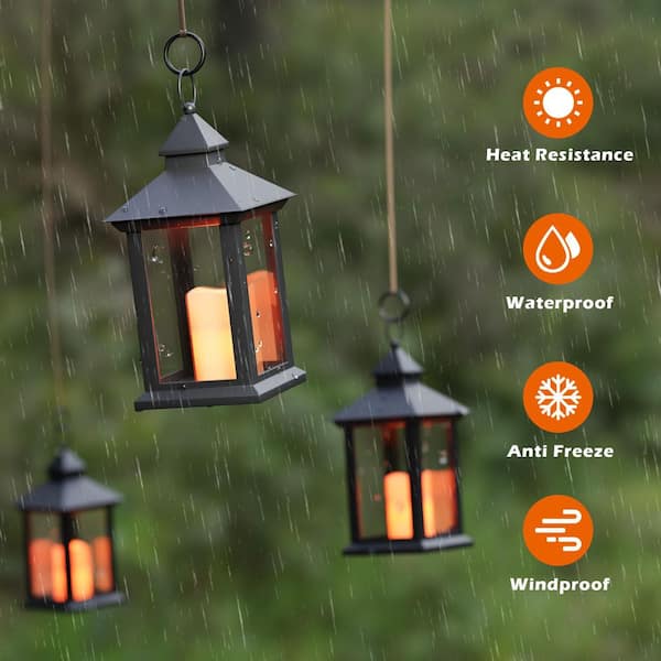 Afoxsos 13 in. x 5.8 in. Black ABS Lantern with LED Candle