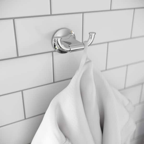 Modern J-Hook Double Robe/Towel Hook in Polished Chrome