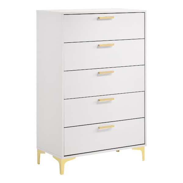 green emerald velvet dress Tall 5 Drawer Dresser, White Bedroom Chest of Drawers – Veikous