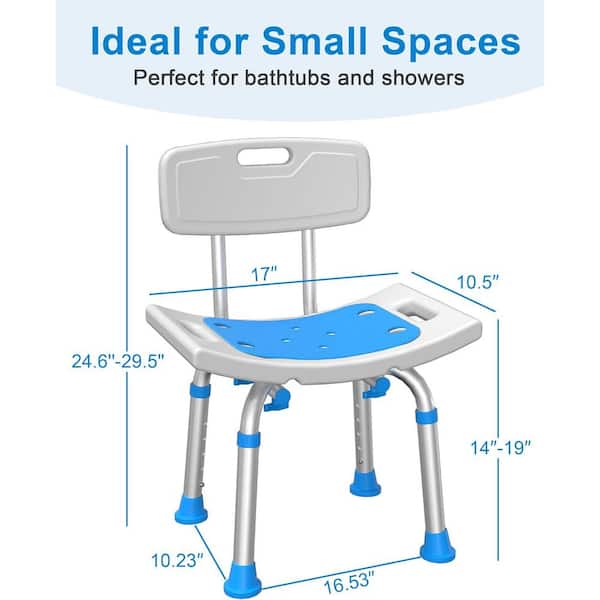 Shower Stool With Hygiene Cut-Out, 6 Height Adjustable Shower Chair With Backrest Non-Slip Foot Pads, Bath Chair Bathroom Aid For Seniors, Pregnant Women, Disabled,White