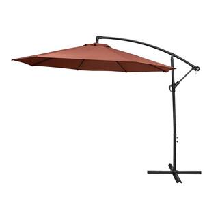 10 ft. x 8 ft. Aluminum Cantilever Patio Umbrella with Crank Open and Custom Tilt in Brick Polyester