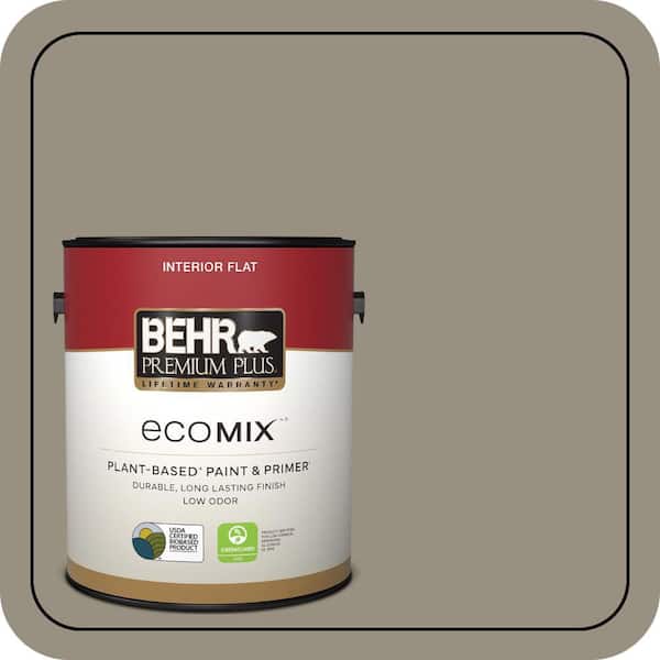 1 gal. #N320-5 Gray Squirrel Flat EcoMix Plant-Based Interior Paint & Primer
