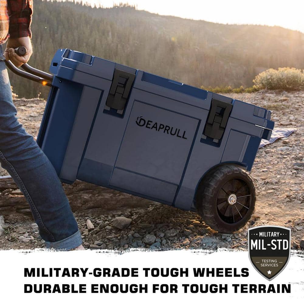 Blue 55 qt. Heavy-Duty Portable Chest Cooler with Wheels and Handle
