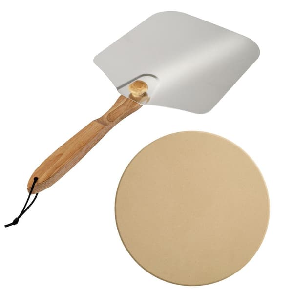 Traditional 14 in. Pizza Stone and Pizza Peel Set