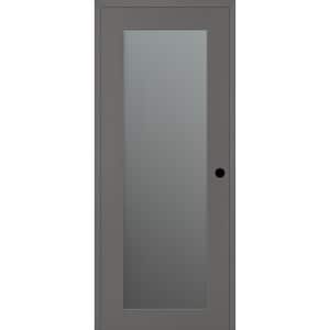 Vona 207 DIY-FRIENDLY 18 in. x 80 in. Left-Hand Frosted Glass Gray Matte Wood Composite Single Prehung Interior Door