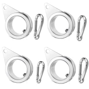 1.25 in. Matte Silver Aluminum Alloy Flagpole Rings 360° Rotating Anti Wrap Flag Mounting Ring Clips (4-Pack)