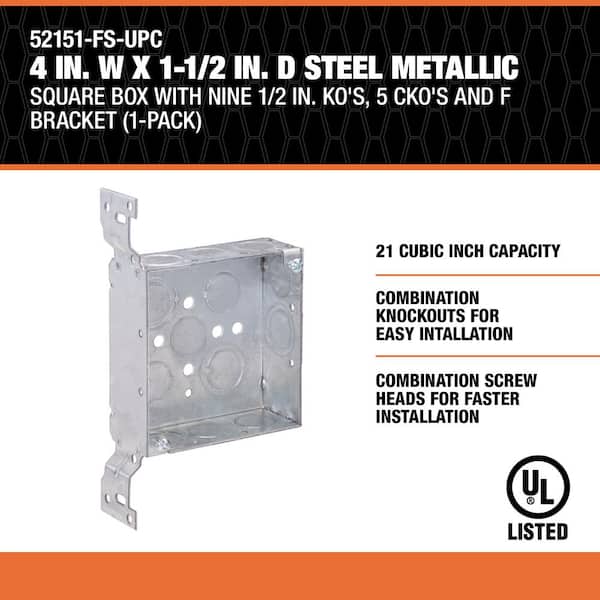 Southwire 4 in. W x 1-1/2 in. D Steel Metallic Square Box with